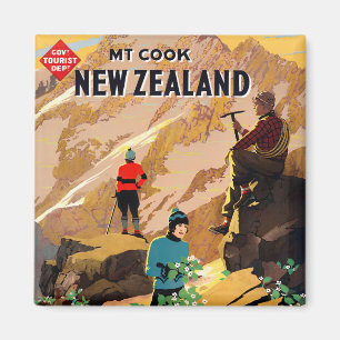 Mount Cook New Zealand vintage travel Magnet