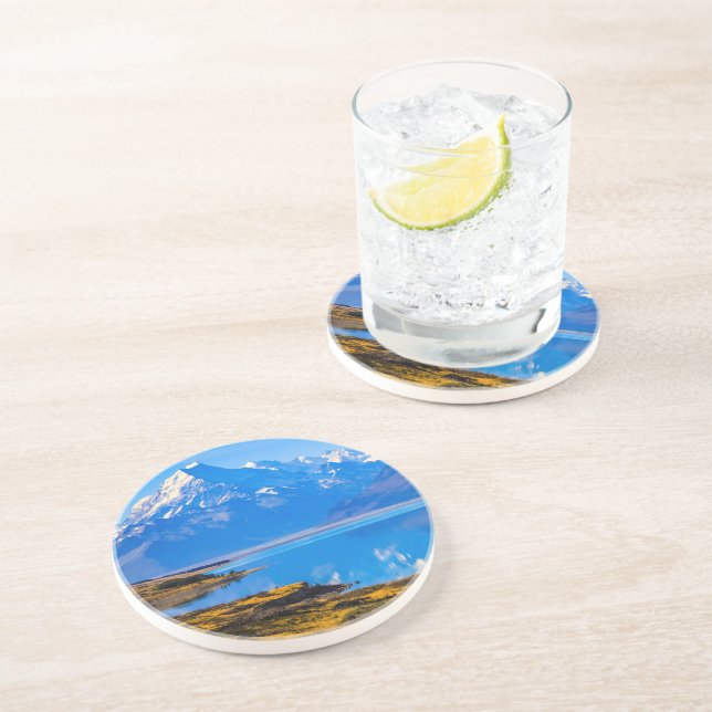 Mount Cook Overlooking Lake Pukaki, NZ Coaster (Side)
