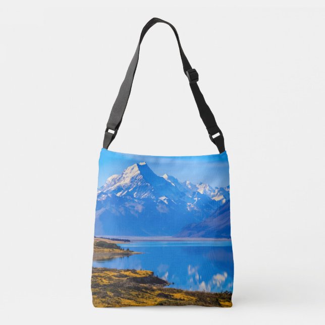 Mount Cook Overlooking Lake Pukaki, NZ Crossbody Bag (Back)