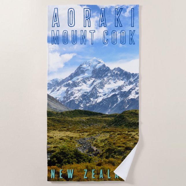 MOUNT COOK SOUTH ISLAND NEW ZEALAND BEACH TOWEL (Front)