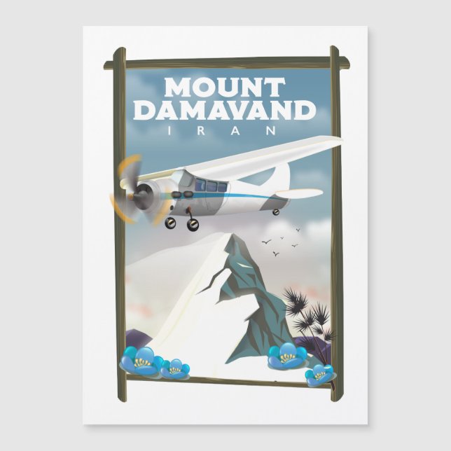 Mount Damavand Iran travel poster. (Front)