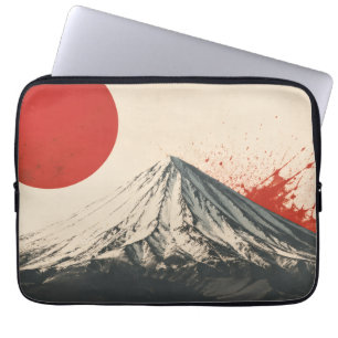 Mount Damavand Minimalist Wall Art – Red Sun Abstr Laptop Sleeve