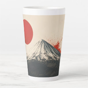 Mount Damavand Minimalist Wall Art – Red Sun Abstr Latte Mug