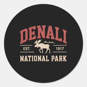 Mount Denali Alaska Mountaineer Climbing National Classic Round Sticker