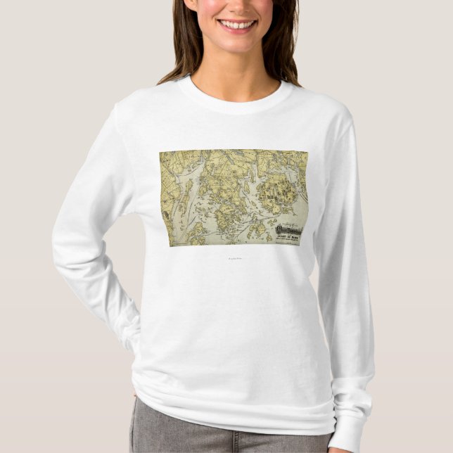 Mount Desert Island and Coast of Maine Map T-Shirt (Front)