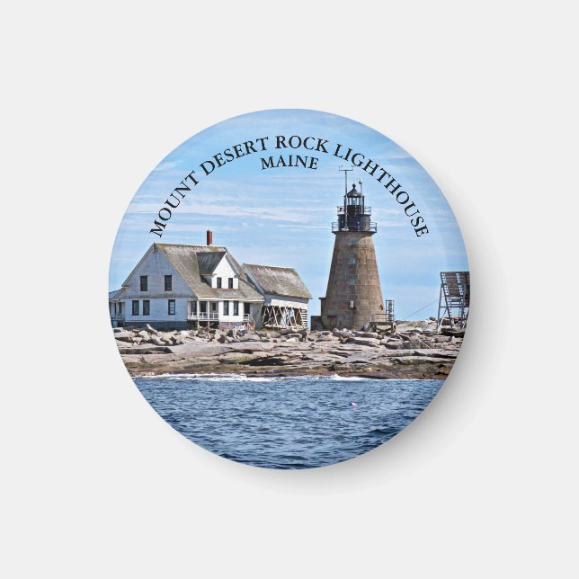 Mount Desert Rock Lighthouse, Maine Round Magnet (Front)