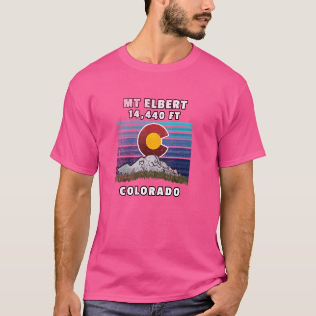 Mount Elbert Colorado Flag Themed T-Shirt (Front)