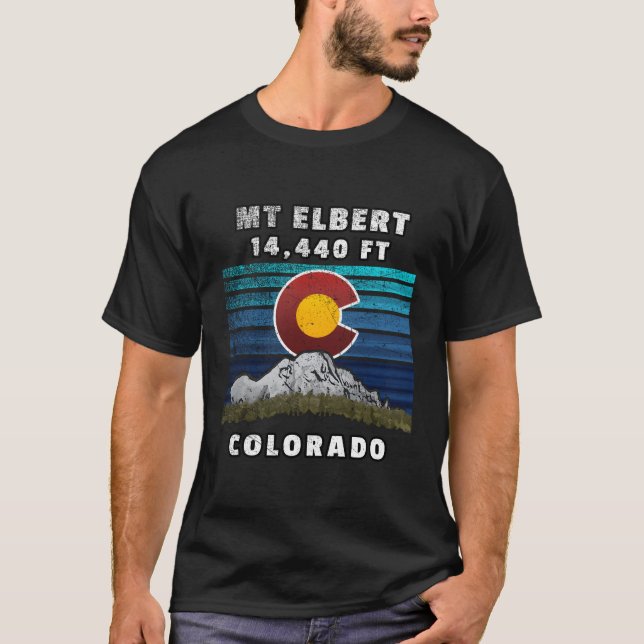 Mount Elbert Colorado Flag Themed T-Shirt (Front)