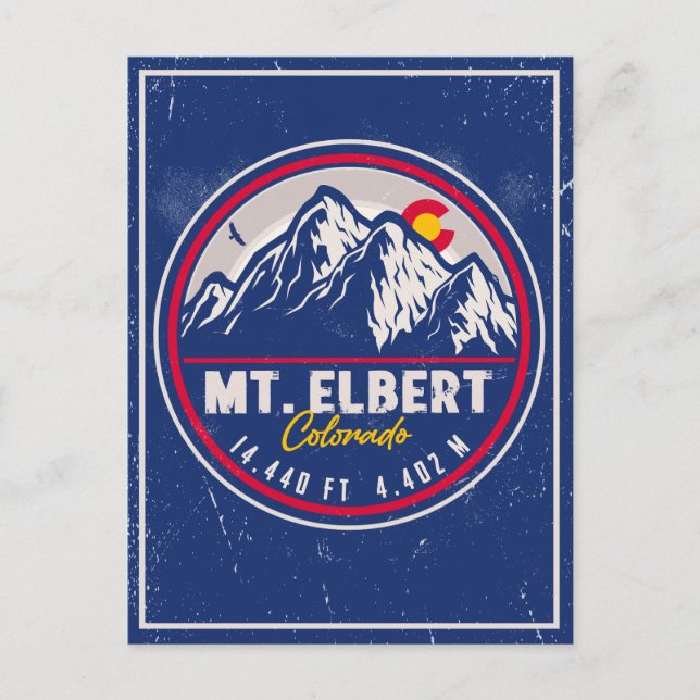 Mount Elbert Mount Elbert 14ers Retro Sunset Postcard (Front)