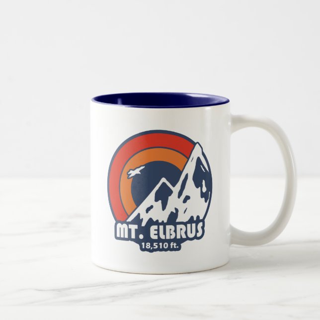 Mount Elbrus Russia Sun Eagle Two-Tone Coffee Mug (Right)