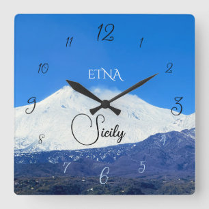 Mount Etna, Sicily Square Wall Clock