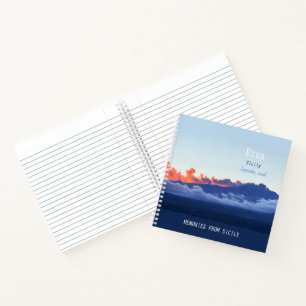 Mount Etna Volcano Smoking Evenning Notebook