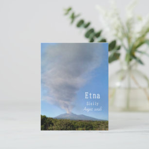 Mount Etna Volcano Smoking on a Sunny Day Card