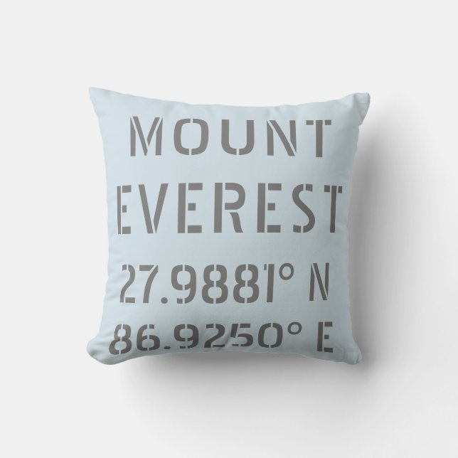 Mount Everest Latitude Longitude Throw Pillow (Front)