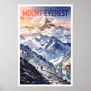 Mount Everest Nepal Vintage Travel Poster