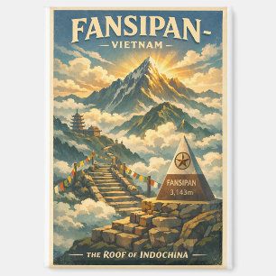 Mount Fansipan vietnam retro travel Magnet