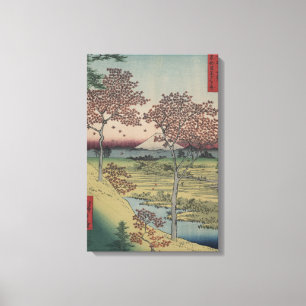 Mount Fiji and Maple Leaves - Vintage Japanese Canvas Print