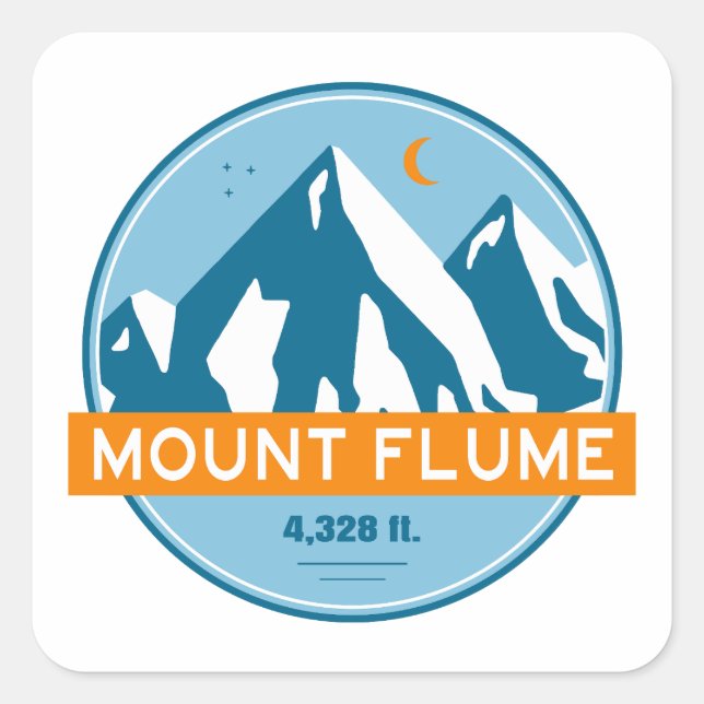 Mount Flume New Hampshire Stars Moon Square Sticker (Front)