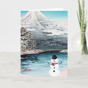Mount Fuji and A Snowman Card