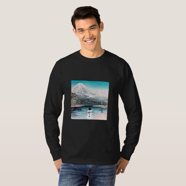 Mount Fuji and a Snowman   T-Shirt (Front Full)