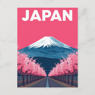 Mount Fuji Cherry Blossom Retro Postcard