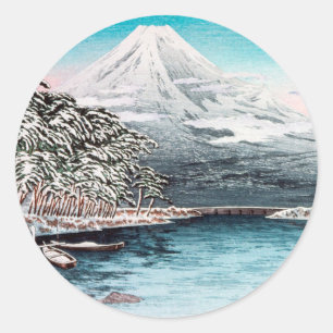 Mount Fuji from Tagonoura, Snow Hiroaki Takahashi Classic Round Sticker