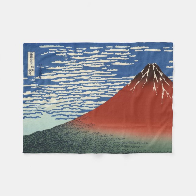 Mount Fuji in Clear Weather (Red Fuji) (Hokusai) Fleece Blanket (Front (Horizontal))