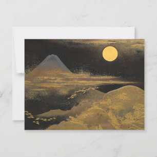 Mount Fuji in Moonlight - Golden:  Postcard