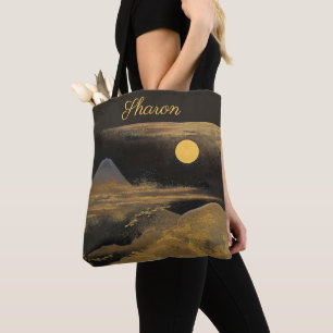 Mount Fuji in Moonlight - Golden: Tote Bag