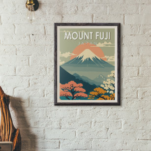 Mount Fuji Japan Travel Art Vintage Poster