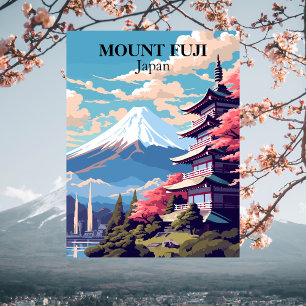 Mount Fuji, Japan Travel Illustration Postcard