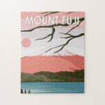 Mount Fuji Japan Vintage Jigsaw Puzzle<br><div class="desc">Mt. Fuji in a vector art style. Japan’s Mt. Fuji is an active volcano,   it’s the country’s tallest peak,  and considered one of Japan’s 3 sacred mountains.</div>