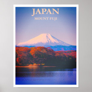 Mount Fuji Japan Vintage Retro Travel Poster