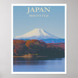 Mount Fuji Japan Vintage Retro Travel Poster