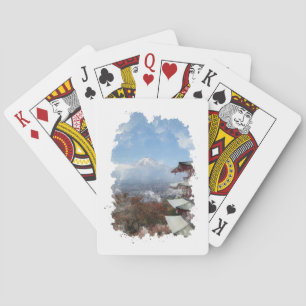 Mount Fuji Japan Watercolor Art Playing Cards