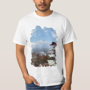 Mount Fuji Japan Watercolor Art T-Shirt