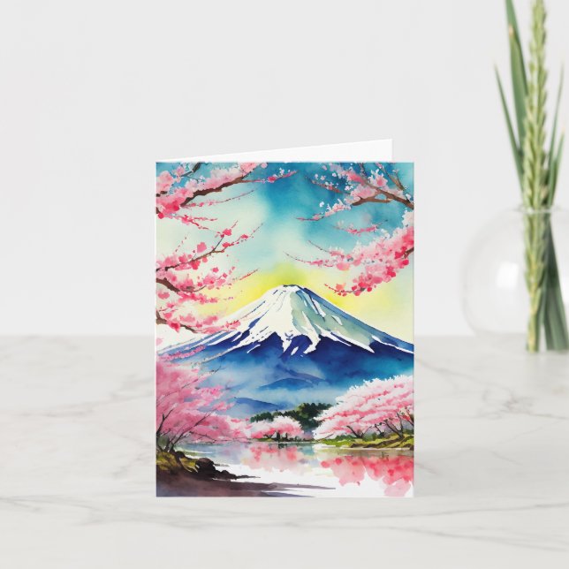 Mount Fuji Japan Watercolor Card (Front)