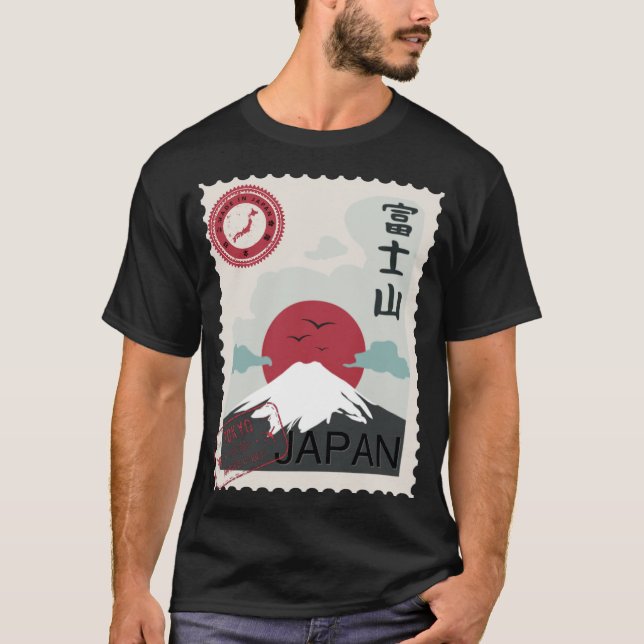 Mount Fuji Japanese Stamp Tokyo Made Japan T-Shirt (Front)