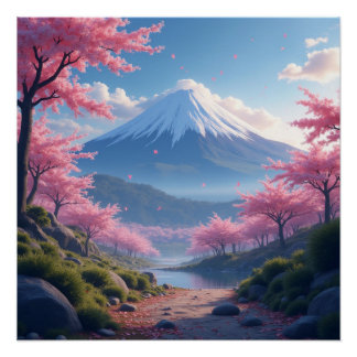 Mount Fuji landscape Poster