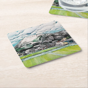 Mount Fuji Painting by Alfred Fox Square Paper Coaster