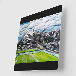 Mount Fuji Painting by Alfred Fox Square Wall Clock