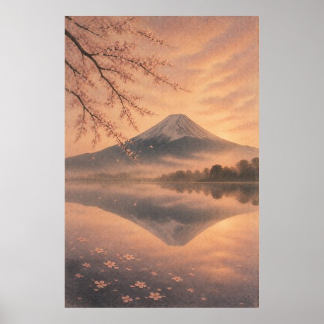 Mount Fuji Reflection Japandi Wall Art Poster (Front)
