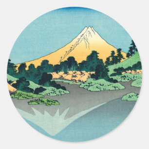 Mount Fuji reflects Classic Round Sticker