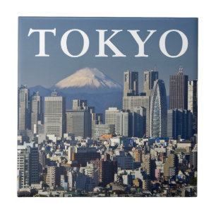 Mount Fuji   Shinjuku District Skyline Tokyo Japan Tile