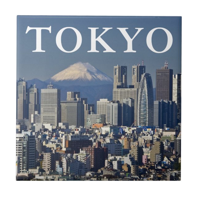Mount Fuji | Shinjuku District Skyline Tokyo Japan Tile (Front)