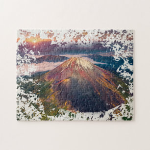 Mount Fuji Sunrise Artistic Landscape Jigsaw Puzzle