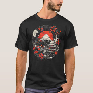 Mount Fuji Sunrise Japanese Temple Design - Japan  T-Shirt