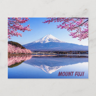 Mount Fuji surrounded by blooming cherry blossoms Postcard