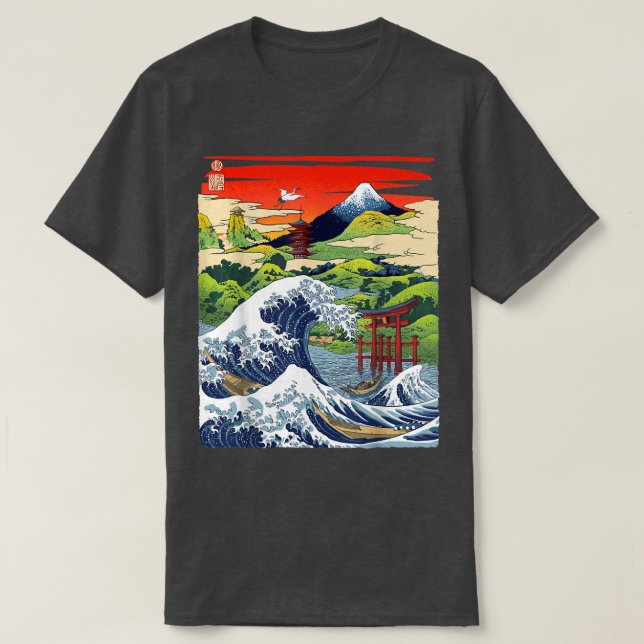 Mount Fuji The Great Wave Japanese Tsunami Kanagaw T-Shirt (Design Front)