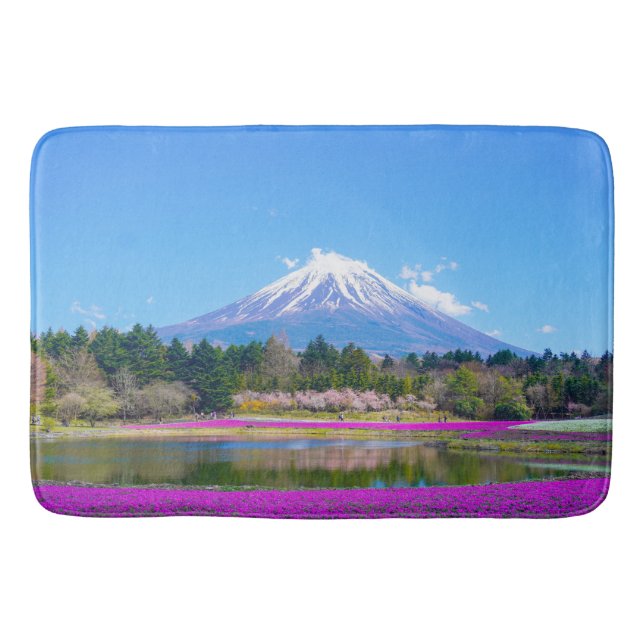 Mount Fuji Trees and Flowers Bath Mat (Front)